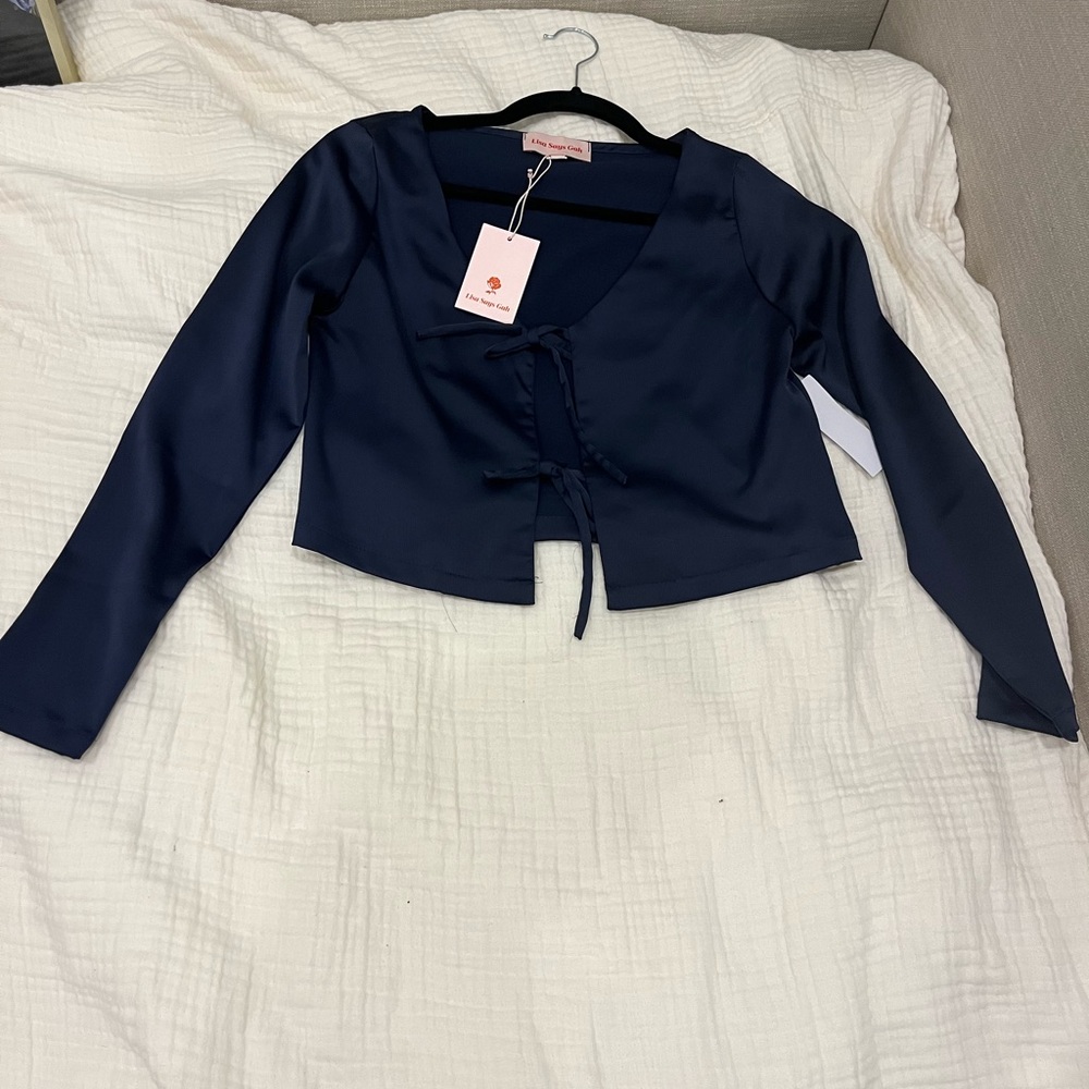 Lisa Says Gah! Top. Never worn. Capri Top Long Sleeve, color is Deep Sea Satin